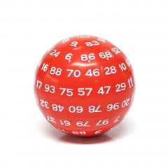 "Red" Single 100 Sided Polyhedral Dice (D100) | Solid Green Color (45mm) White (Online Only)