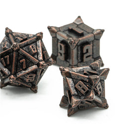 Ancient Copper Pinwheel Strengthened Metal 7-Dice Set | Metal DND Dice (Online Only)