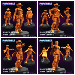3D Printed Papsikels Dead Eye Trevor Cyber Cowboy Set July 2024 Cyberpunk 28mm 32mm (Online Only)