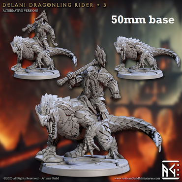 Delani Dragonling Rider: Sculpt B (Dwarven Dragonrider Cavalry Unit) (Online Order Only)