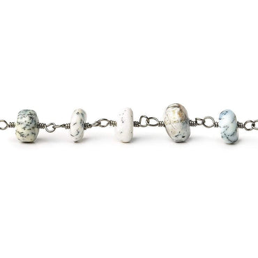 Dendritic Opal plain rondelle Black Gold plated Chain by the foot 33 beads (ONLINE ORDER ONLY)