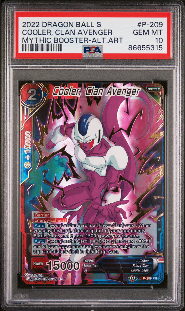 2022 DRAGON BALL SUPER MYTHIC BOOSTER COOLER, CLAN AVENGER #P-209 - PSA 10 (Online Order Only)