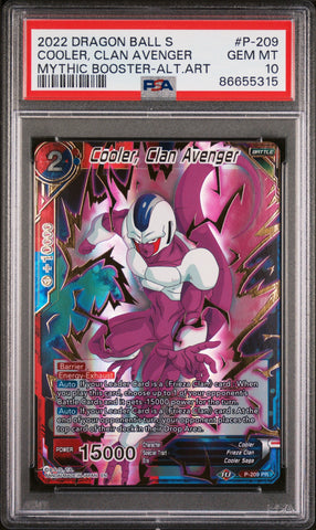 2022 DRAGON BALL SUPER MYTHIC BOOSTER COOLER, CLAN AVENGER #P-209 - PSA 10 (Online Order Only)