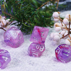 Resin Galaxy Purple 7-Dice Dnd Dice | Glitter w/Silver Numbers Set (Online Only)