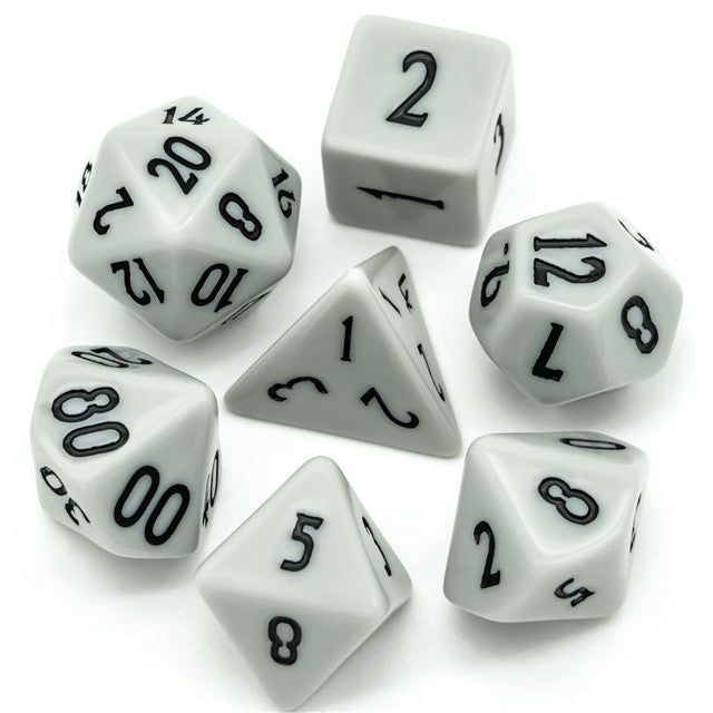Dark Grey Homage 7-Dice Set w/Black Numbers Minimalist (Online Only)