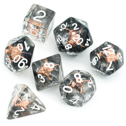 Fighter (Shield) Clear Dice w/ Golden Shield7-Dice Set Rpg (Online Only)