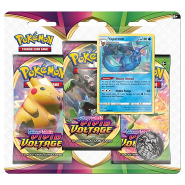 Sword & Shield: Vivid Voltage - 3-Pack Blister (Vaporeon) (ONLINE ORDER ONLY)