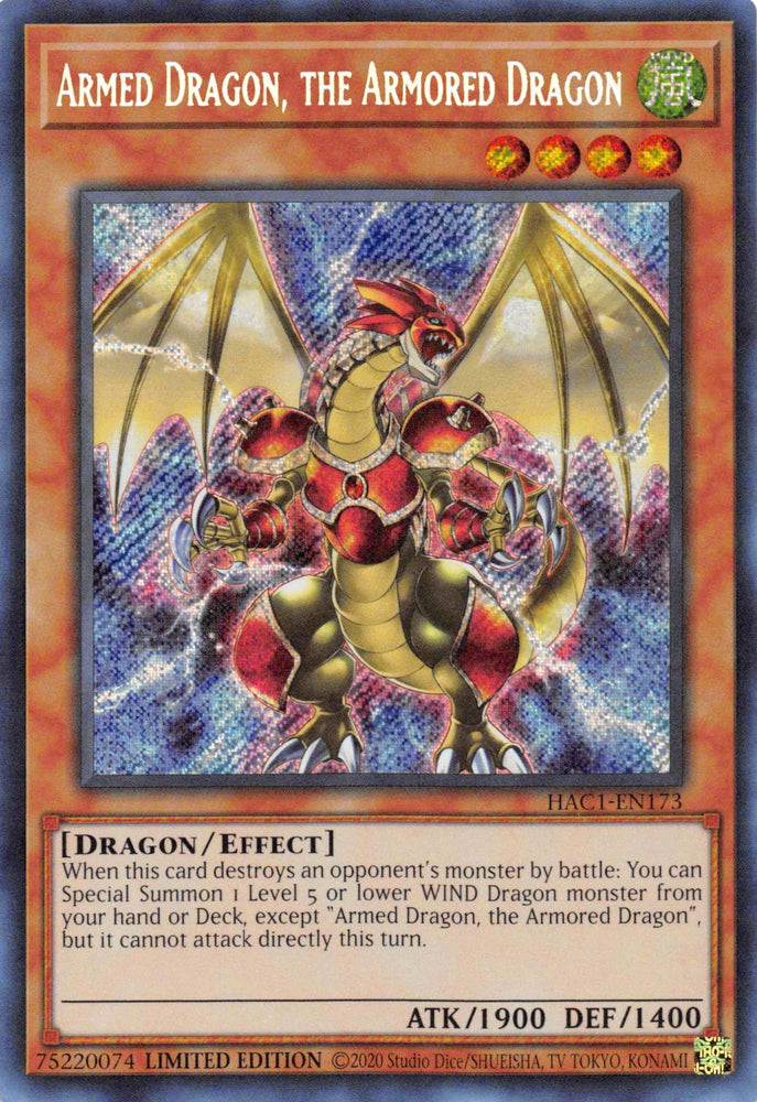 Armed Dragon, the Armored Dragon [HAC1-EN173] Secret Rare (ONLINE ORDER ONLY)