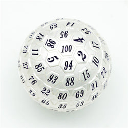 Silver Metal d100 w/ Purple Numbers Dungeons and Dragons RPG (Online Only)