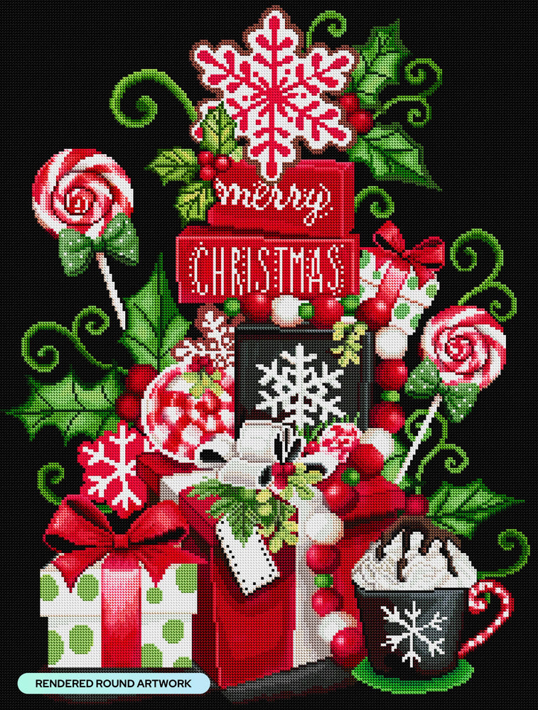Peppermint Christmas Stack Diamond Art Kit – Round Drill Holiday Treats by Diamond Art Club (ONLINE ORDER ONLY)