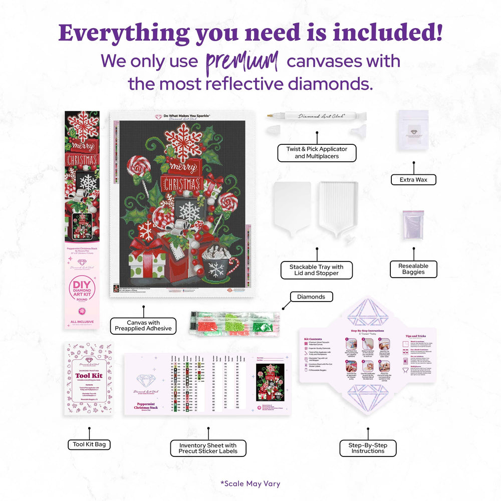 Peppermint Christmas Stack Diamond Art Kit – Round Drill Holiday Treats by Diamond Art Club (ONLINE ORDER ONLY)