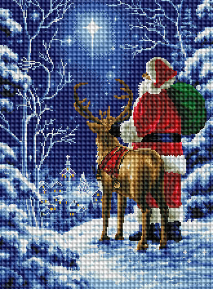 Starry Night Santa Diamond Art Kit – Square Drill Winter Scene by Diamond Art Club (ONLINE ORDER ONLY)