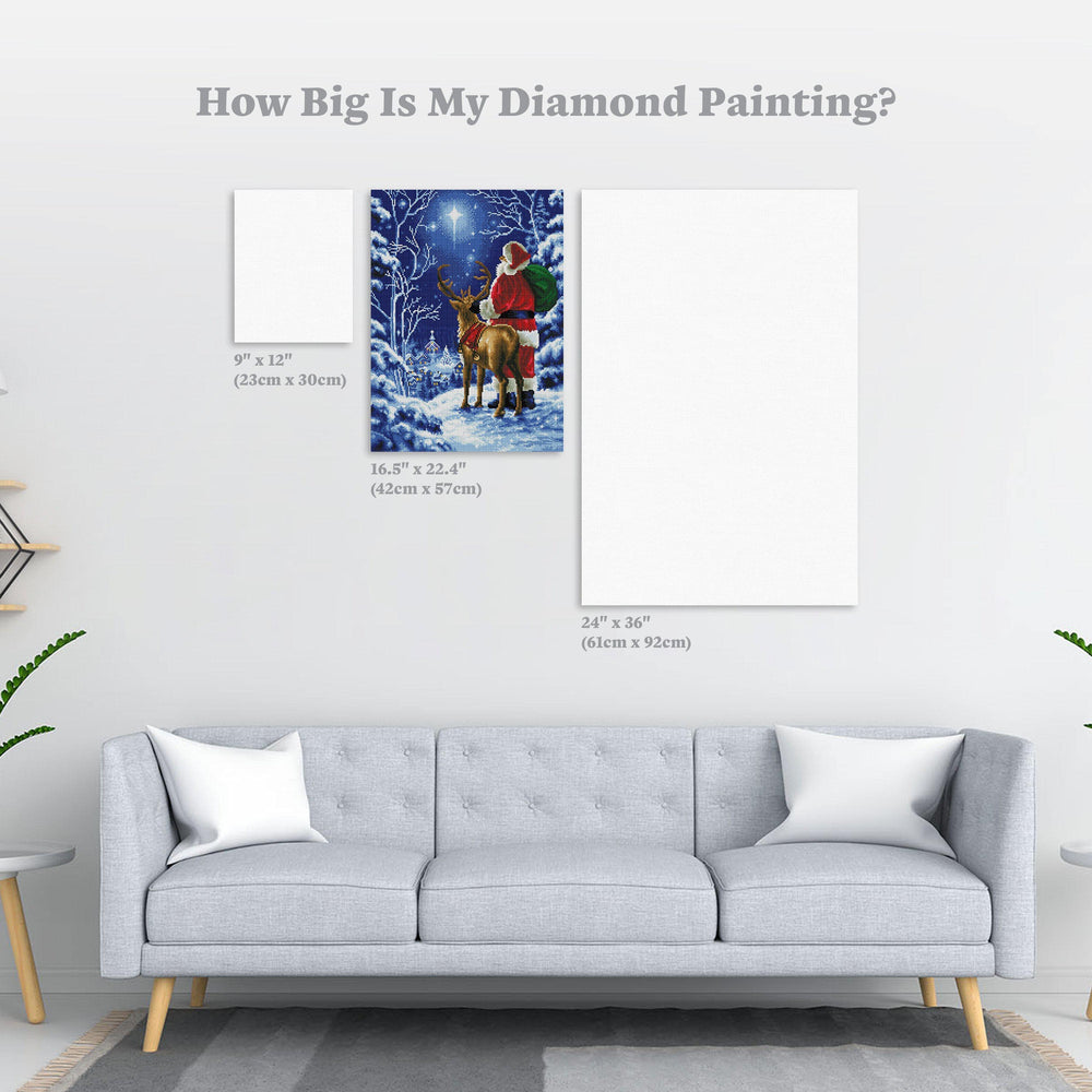 Starry Night Santa Diamond Art Kit – Square Drill Winter Scene by Diamond Art Club (ONLINE ORDER ONLY)
