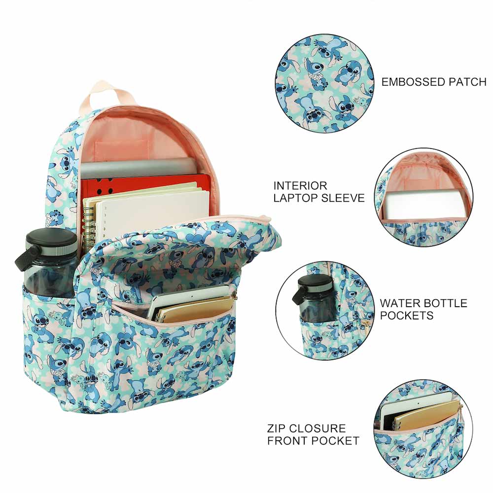 Disney Lilo & Stitch - Stitch with Scrump Blue AOP Print 16.5" Travel Backpack (Online Order Only)