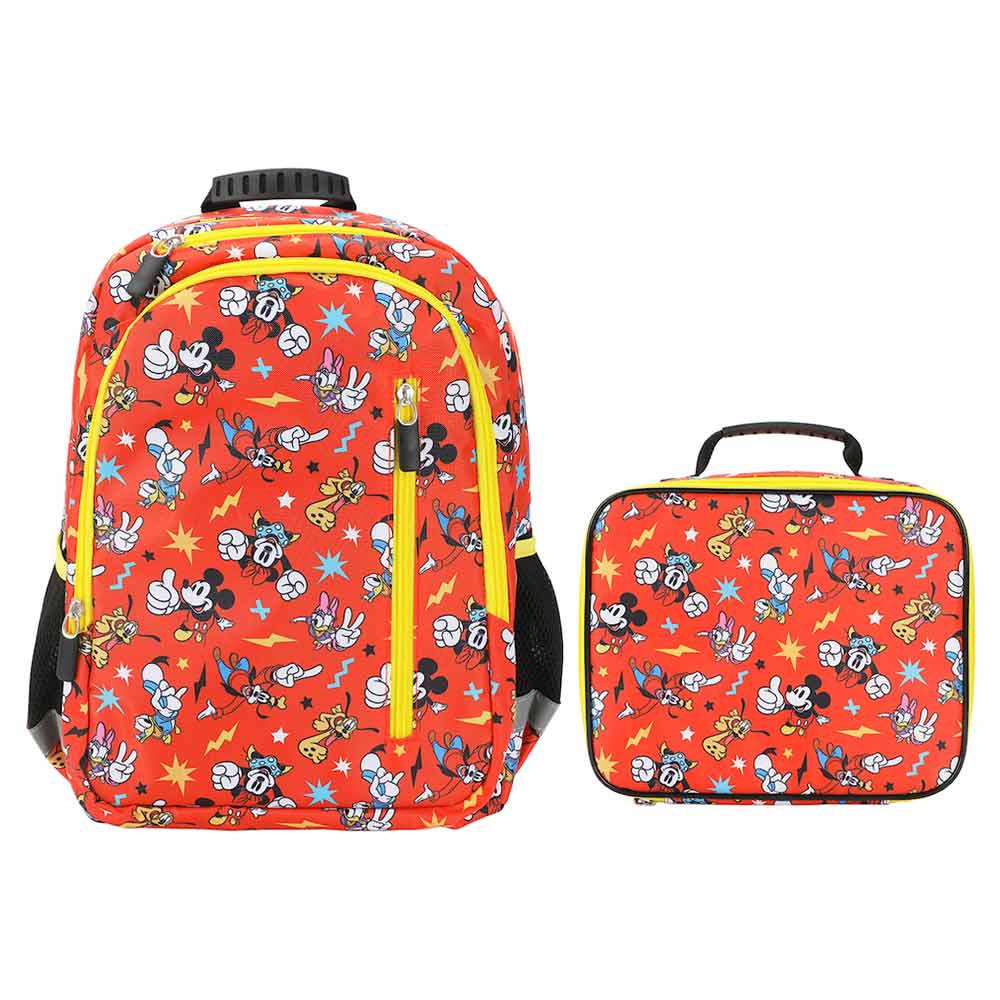 Disney Mickey Mouse Red AOP Print 14-inch Youth Backpack & Insulated Lunch Kit Set (Online Order Only)
