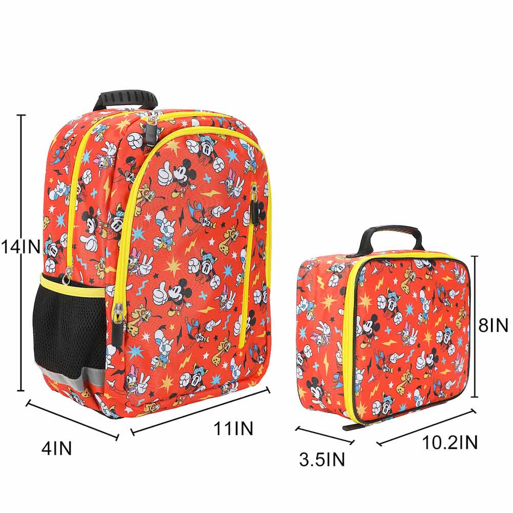 Disney Mickey Mouse Red AOP Print 14-inch Youth Backpack & Insulated Lunch Kit Set (Online Order Only)
