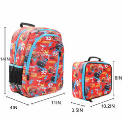 Disney Cars Red AOP Print 14-inch Youth Backpack & Insulated Lunch Kit Set (Online Order Only)