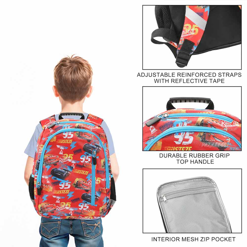 Disney Cars Red AOP Print 14-inch Youth Backpack & Insulated Lunch Kit Set (Online Order Only)