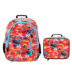 Disney Cars Red AOP Print 14-inch Youth Backpack & Insulated Lunch Kit Set (Online Order Only)