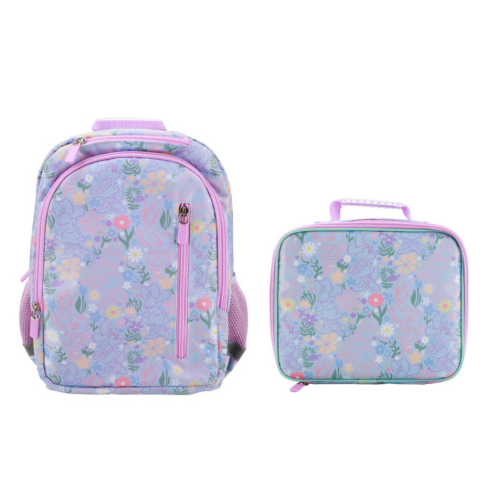 *Collective* Disney Minnie Mouse Lilac Floral 14-inch Youth Backpack & Insulated Lunch Kit Set (ONLINE ORDER ONLY)