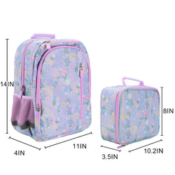 Disney Minnie Mouse Lilac Floral 14-inch Youth Backpack & Insulated Lunch Kit Set (Online Order Only)