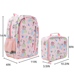 Disney Princess Pink Watercolor AOP 14-inch Youth Backpack & Insulated Lunch Kit Set (Online Order Only)
