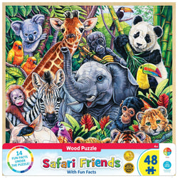 Wood Fun Facts - Safari Friends 48 Piece Wood Jigsaw Puzzle (ONLINE ORDER ONLY)