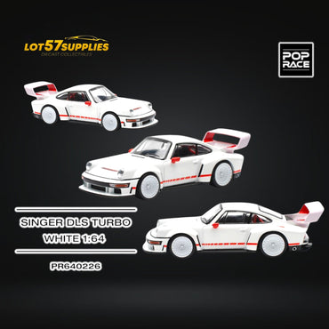 (Pre-Order) Pop Race Porsche Singer DLS Turbo White 1:64 (ONLINE ORDER ONLY)