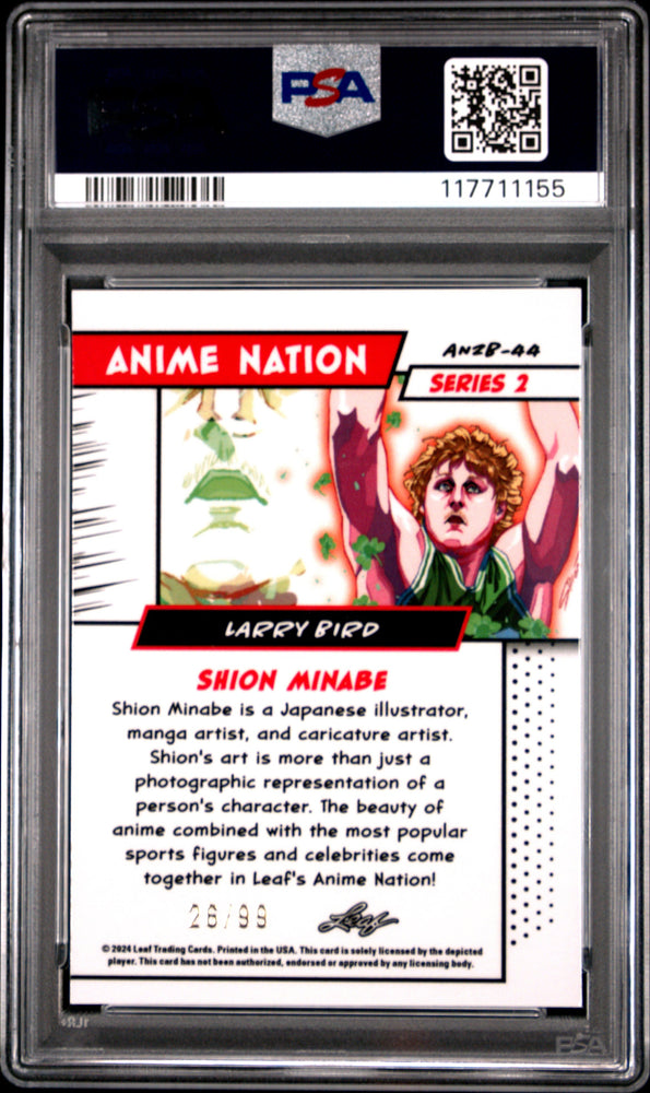 Graded 2024 Leaf Larry Bird #AN2B44 Anime Nation Series 2 /99 Basketball Card PSA 10 Gem Mint (ONLINE ORDER ONLY)