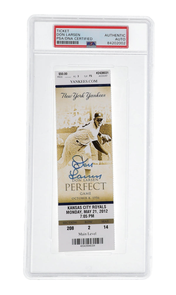 Don Larsen Signed 1956 Yankees Commemorating Perfect Game Ticket (PSA) (Online Order Only)