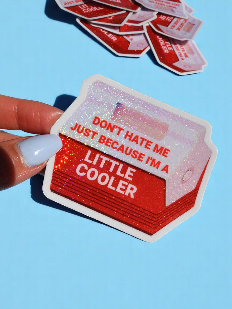 Funny Vinyl Sticker – Little Cooler – Retro Red Holographic Waterproof Decal (Online Order Only)