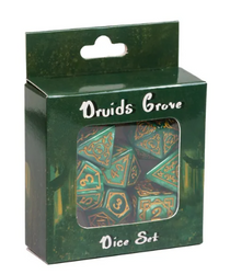 Druid Green Marble Pattern Dice | Green Dice w/Gold Art 7-Dice Set (Online Only)