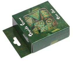 Druid Green Marble Pattern Dice | Green Dice w/Gold Art 7-Dice Set (Online Only)