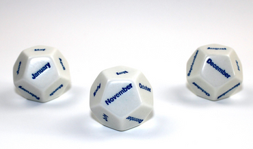 28mm d12 Month Dice White/Blue | Dice to decide the month (Online Only)