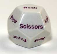 28mm d12 Rock Paper Scissors White/purple | d12 Novelty Dice (Online Only)