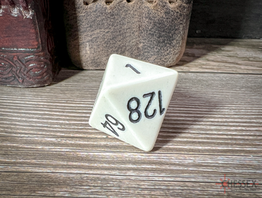 Ivory/black 8-Sided Doubling Cube | 1-128 Backgammon Type Novelty Dice (Online Only)