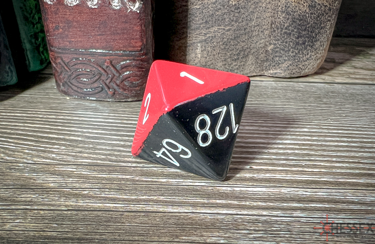Opaque Black-Red 8-Sided Doubling Cube | 1-128 Backgammon Type Novelty Dice (Online Only)