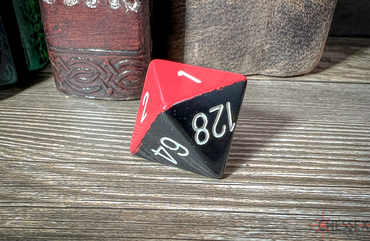 Opaque Black-Red 8-Sided Doubling Cube | 1-128 Backgammon Type Novelty Dice (Online Only)