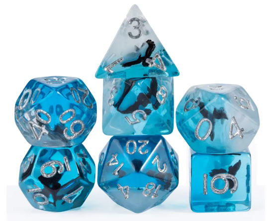 Eagle Dice 7-Dice Set Blue w/ Black Eagle Inside Dnd Dice Set (Online Only)