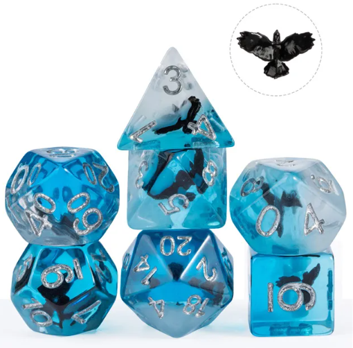 Eagle Dice 7-Dice Set Blue w/ Black Eagle Inside Dnd Dice Set (Online Only)