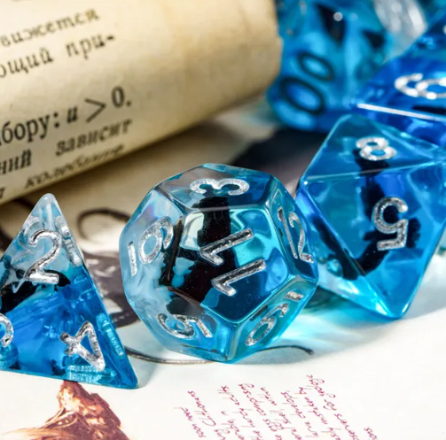 Eagle Dice 7-Dice Set Blue w/ Black Eagle Inside Dnd Dice Set (Online Only)