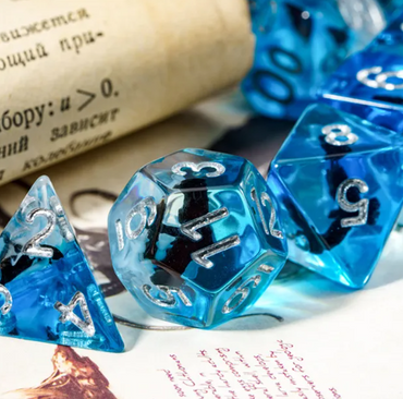Eagle Dice 7-Dice Set Blue w/ Black Eagle Inside Dnd Dice Set (Online Only)