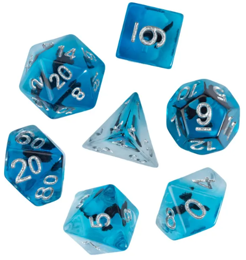 Eagle Dice 7-Dice Set Blue w/ Black Eagle Inside Dnd Dice Set (Online Only)