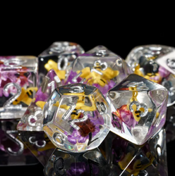 Bees Dice 7-Dice Set Pink w/ Yellow Bee Inside Dnd Dice Set (Online Only)