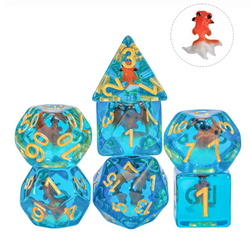 Goldfish Dice 7-Dice Set Blue w/ Goldfish Inside Dnd Dice Set (Online Only)