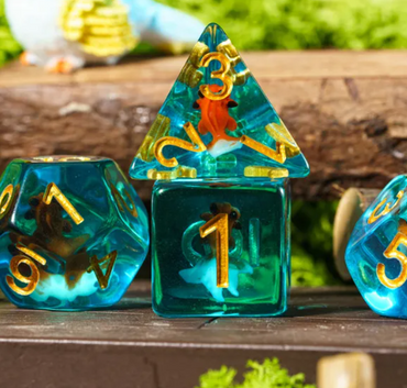 Goldfish Dice 7-Dice Set Blue w/ Goldfish Inside Dnd Dice Set (Online Only)