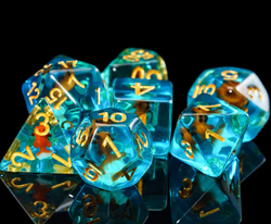 Goldfish Dice 7-Dice Set Blue w/ Goldfish Inside Dnd Dice Set (Online Only)