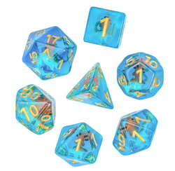 Goldfish Dice 7-Dice Set Blue w/ Goldfish Inside Dnd Dice Set (Online Only)