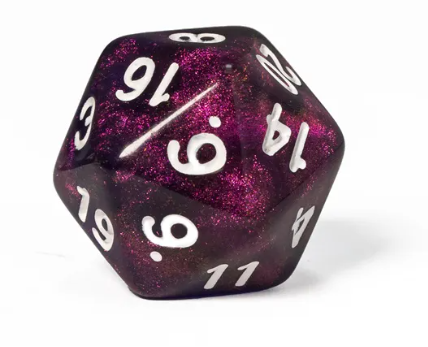 Purple Translucent Glitter Dice 7-Dice Set w/White Dnd Dice Resin (Online Only)
