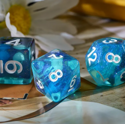 Noctilucent Jellyfish Dice 7-Dice Set Blue Glitter Dnd Dice Set (Online Only)
